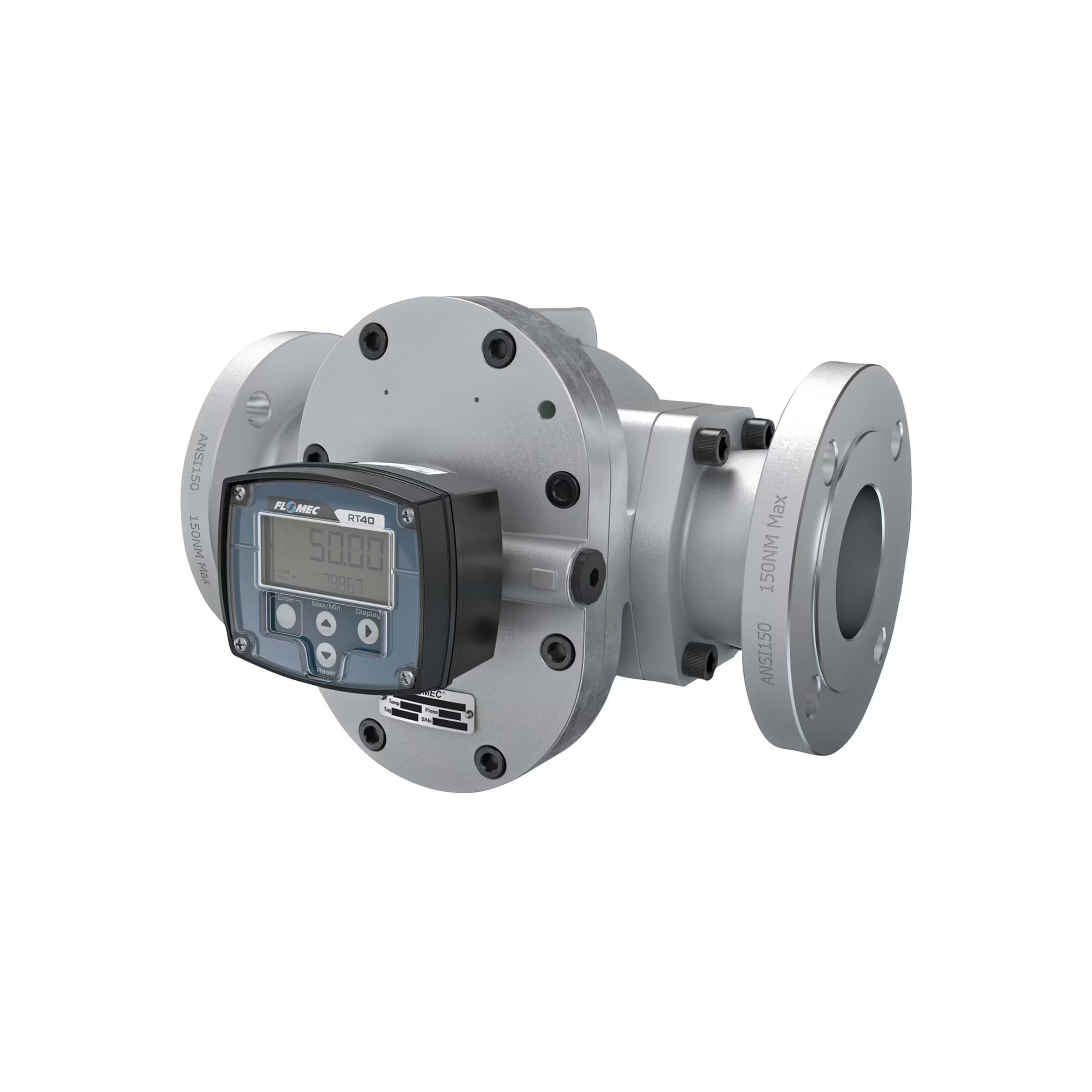 3" Oval Gear Aluminum #150 ANSI Flange Flow Meter, RT40 Transmitter with Built-In Digital Display
