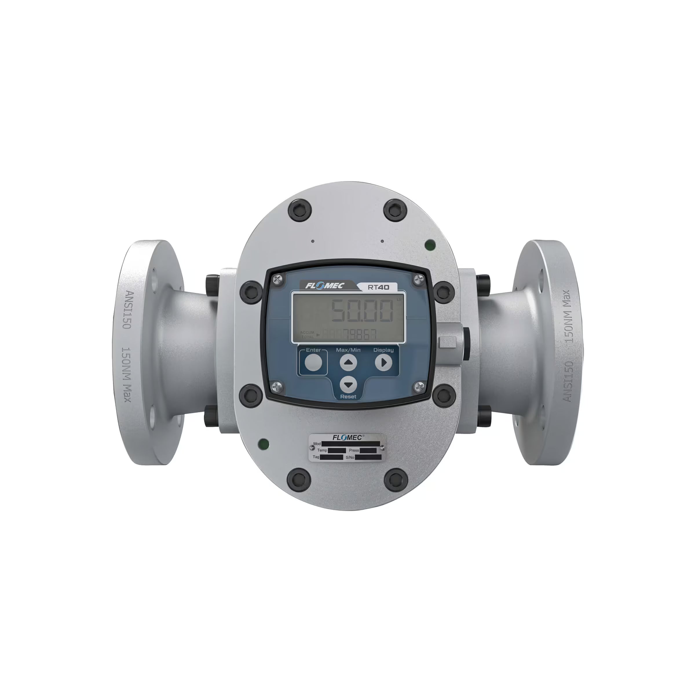 3" Oval Gear Aluminum #150 ANSI Flange Flow Meter, RT40 Transmitter with Built-In Digital Display