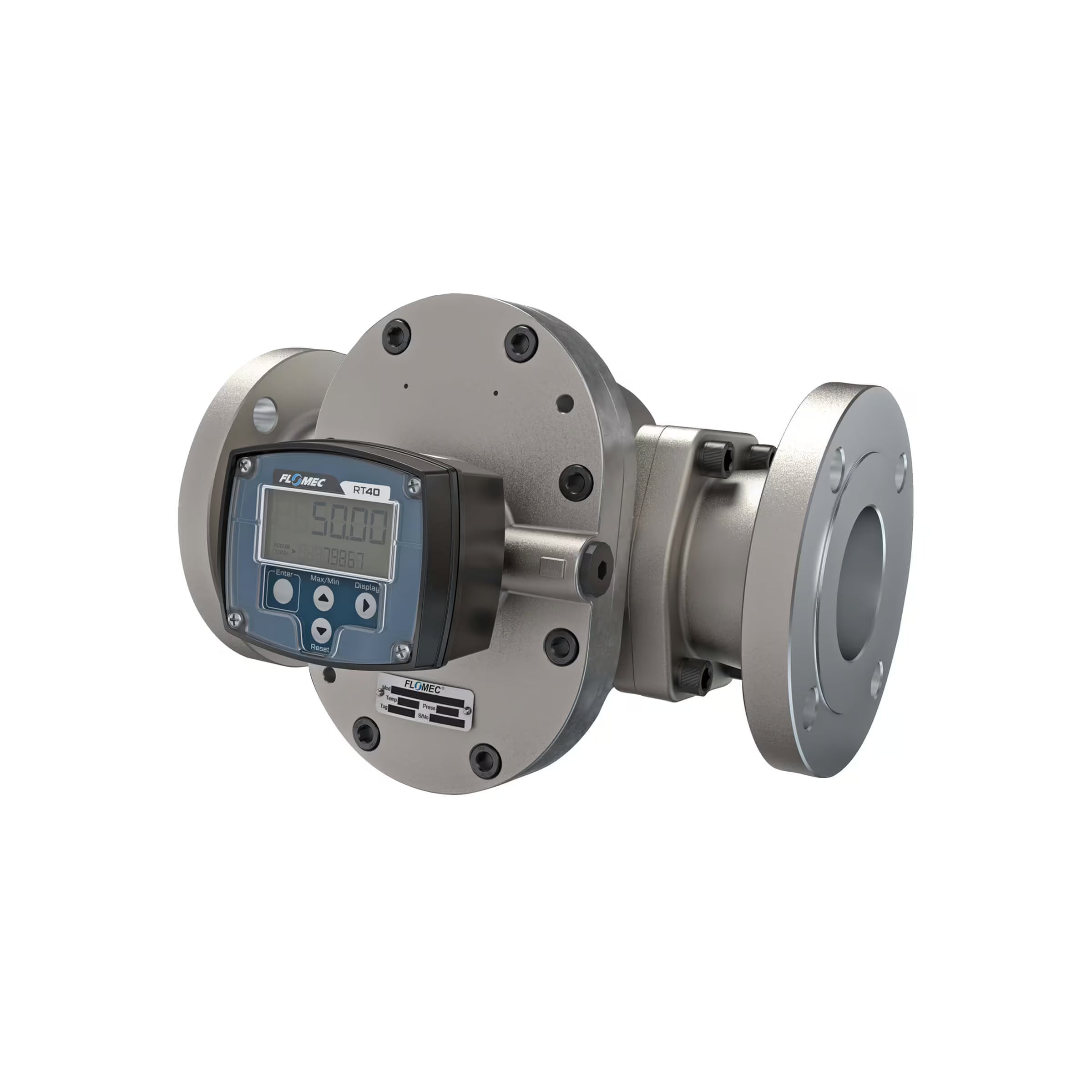 3" Oval Gear Stainless Steel #150 ANSI Flange Flow Meter, RT40 Transmitter with Built-In Digital Display
