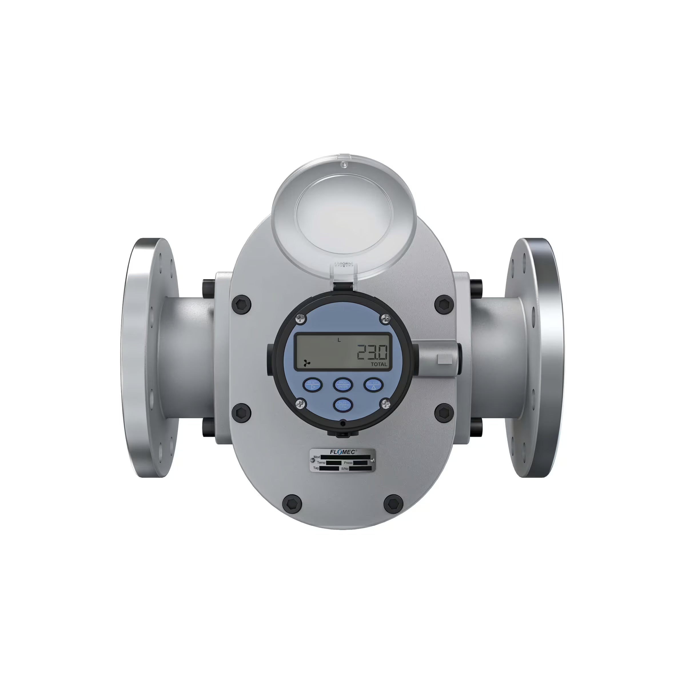 4" Oval Gear Aluminum #150 ANSI Flange Flow Meter, RT14 Transmitter with Built-In Digital Display