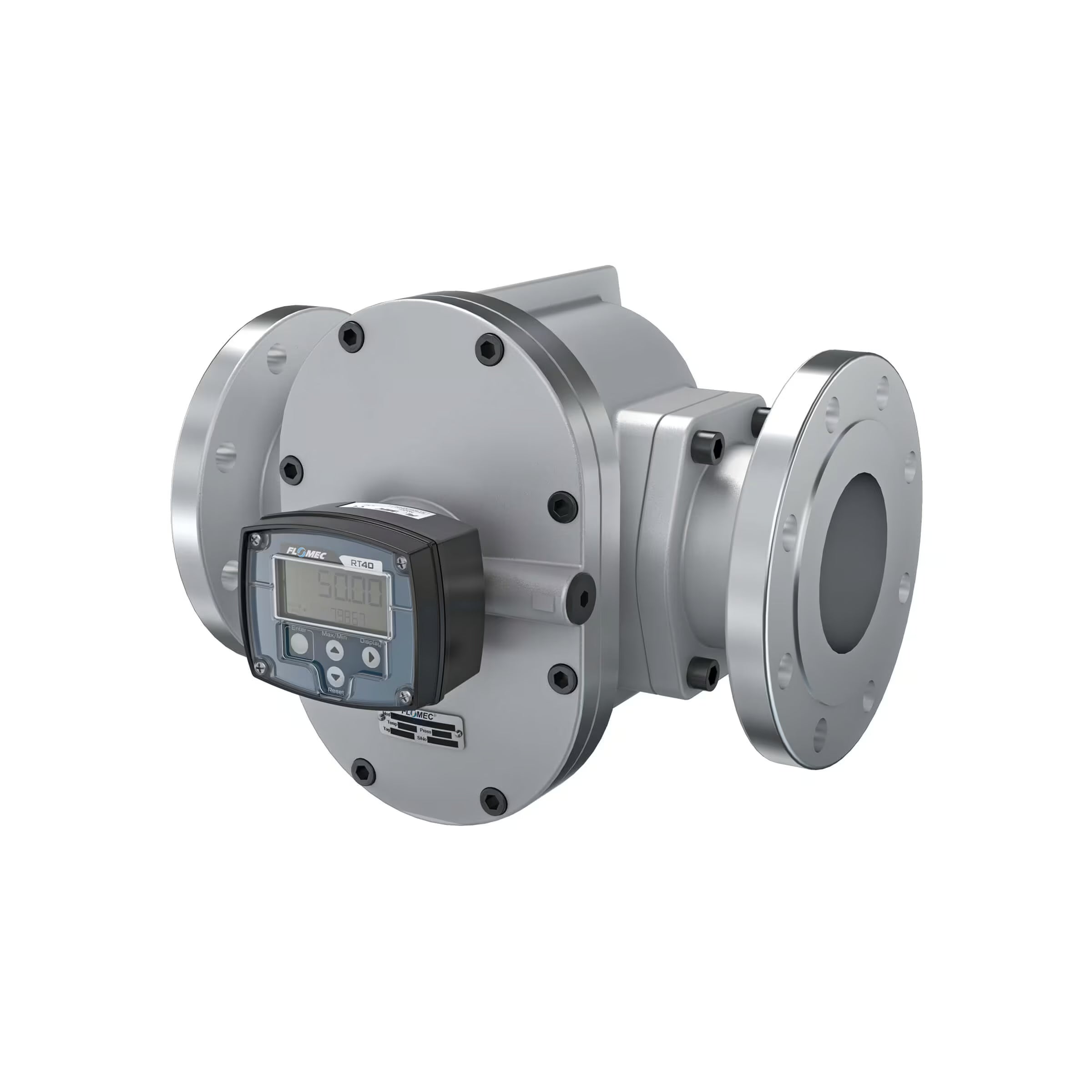 4" Oval Gear Aluminum #150 ANSI Flange Flow Meter, RT40 Transmitter with Built-In Digital Display