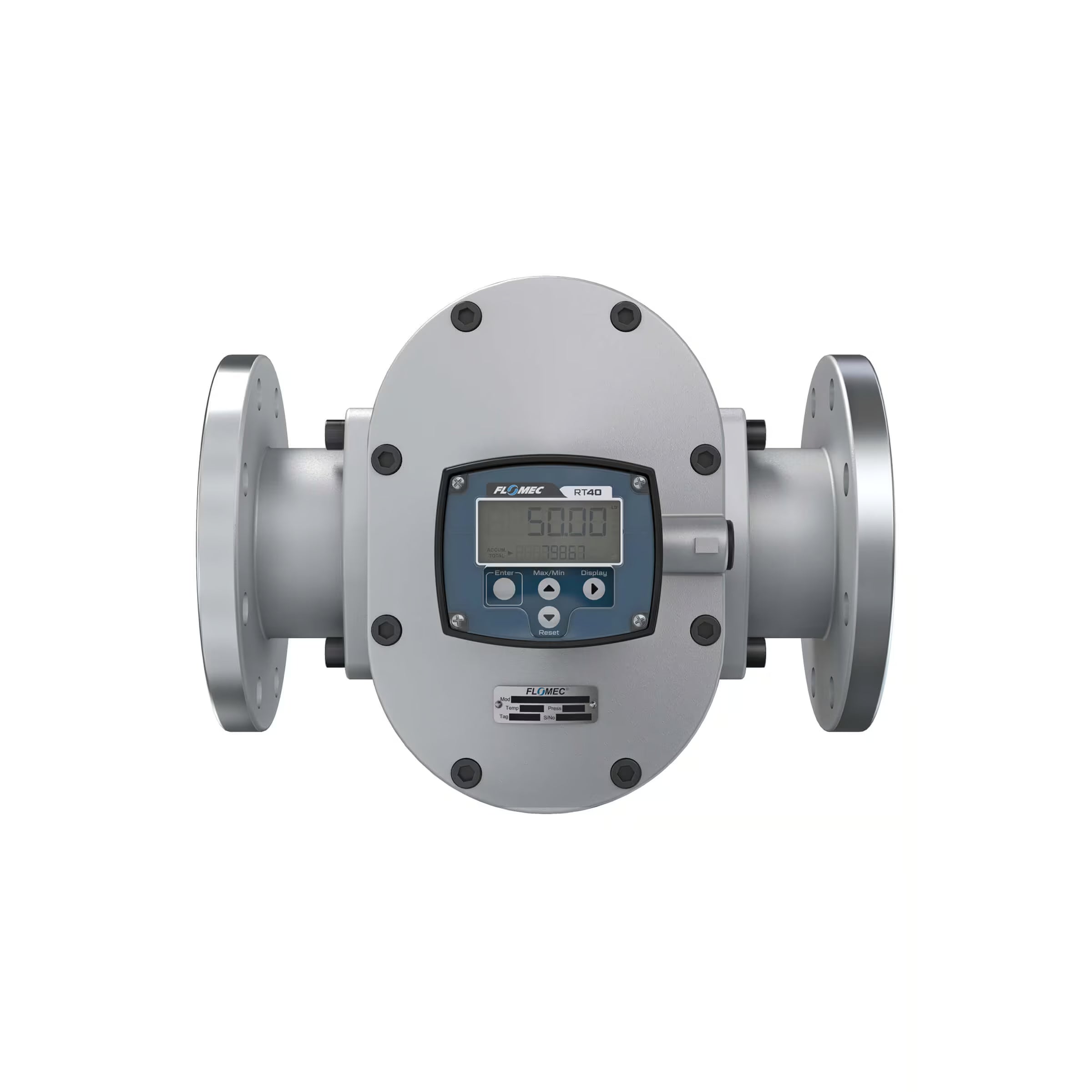 4" Oval Gear Aluminum #150 ANSI Flange Flow Meter, RT40 Transmitter with Built-In Digital Display