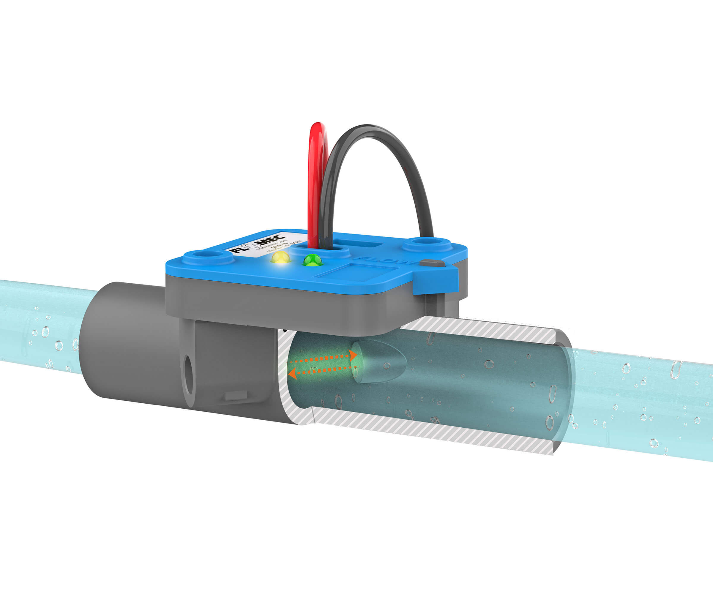 1" PVC Ultrasonic Flow Sensor, Spigot, Blind Transmitter