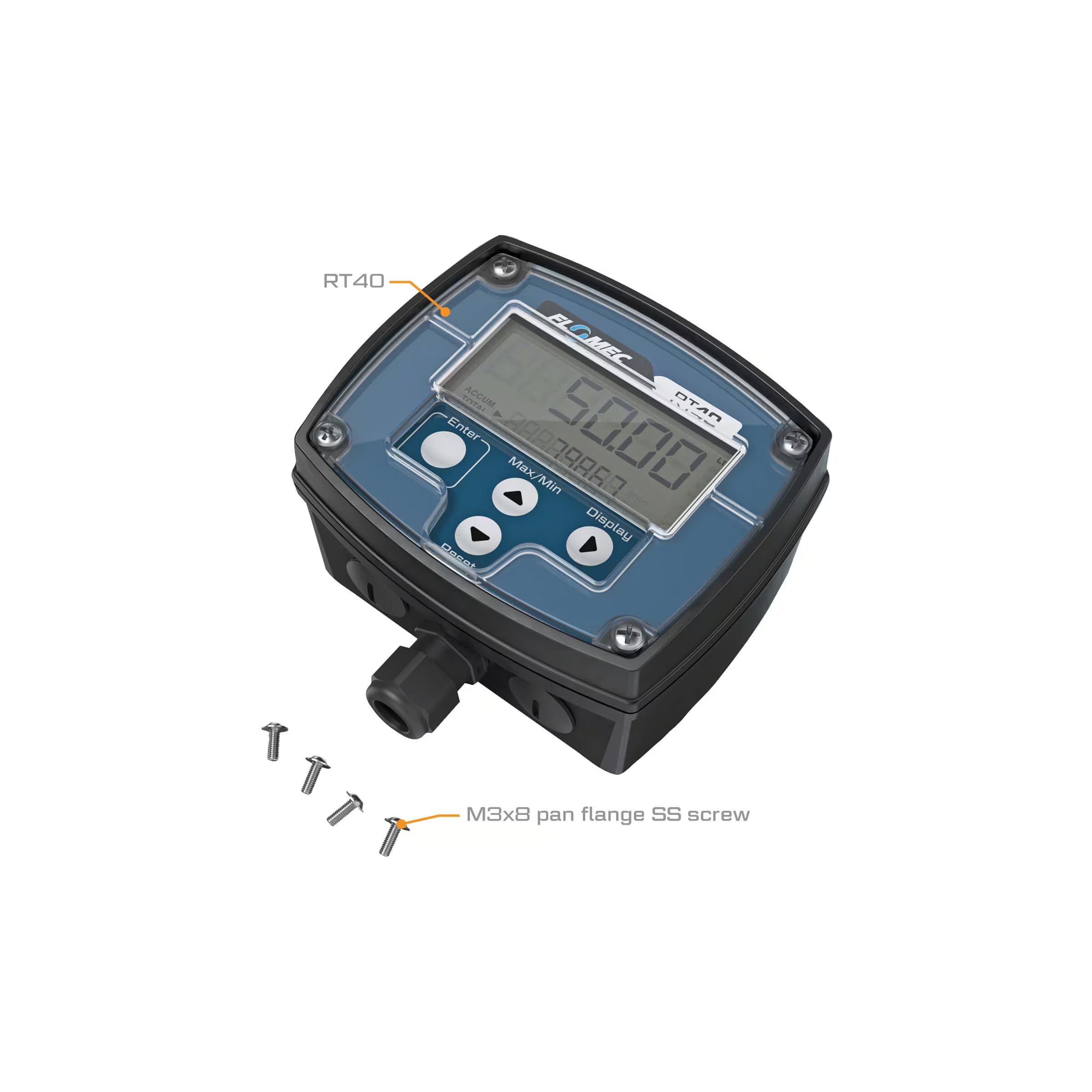 RT40 Nylon (GRN) Transmitter with Built-In Digital Display, Field Mount