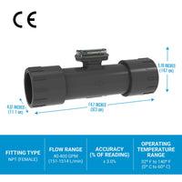 3" Turbine PVC NPT Flow Meter with Digital Display