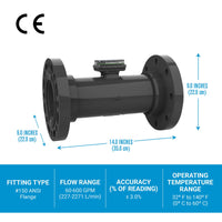 4" Turbine PVC #150 ANSI Flange Flow Meter with Digital Display