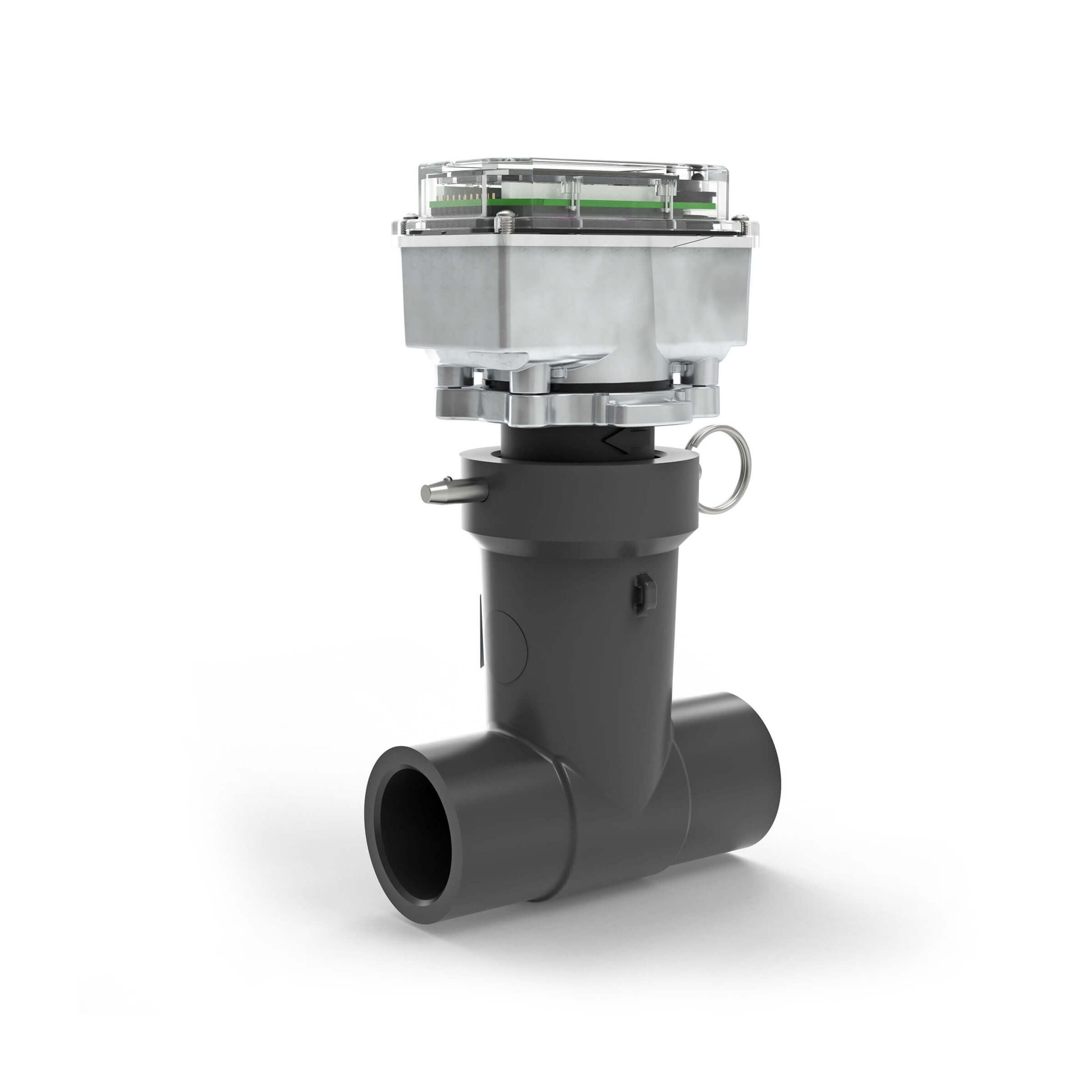 1" Ultrasonic Flow Meter with Digital Display, Schedule 80 PVC Tee, Socket