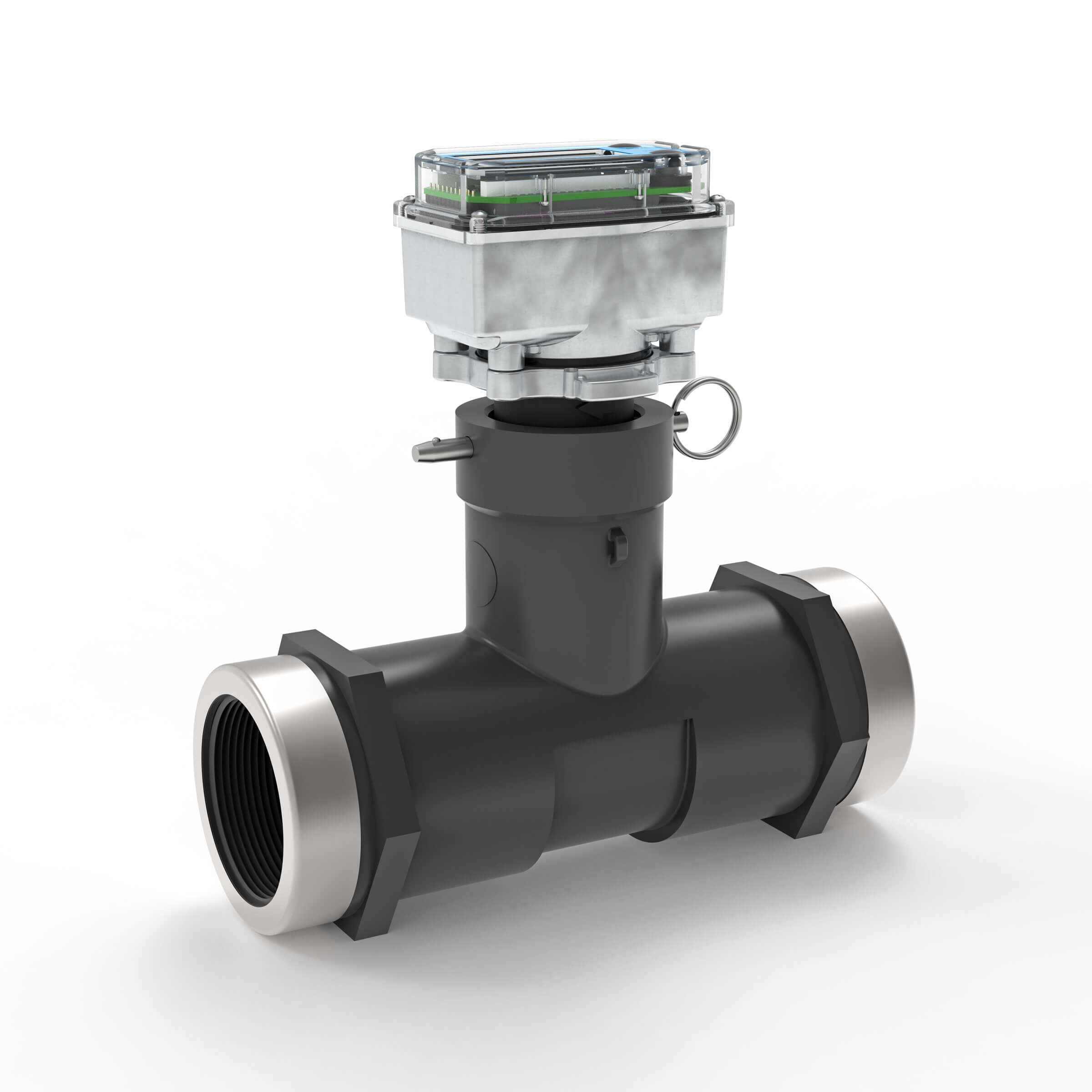 2" Ultrasonic Flow Meter with Digital Display, Schedule 80 PVC Tee, NPT (Female)