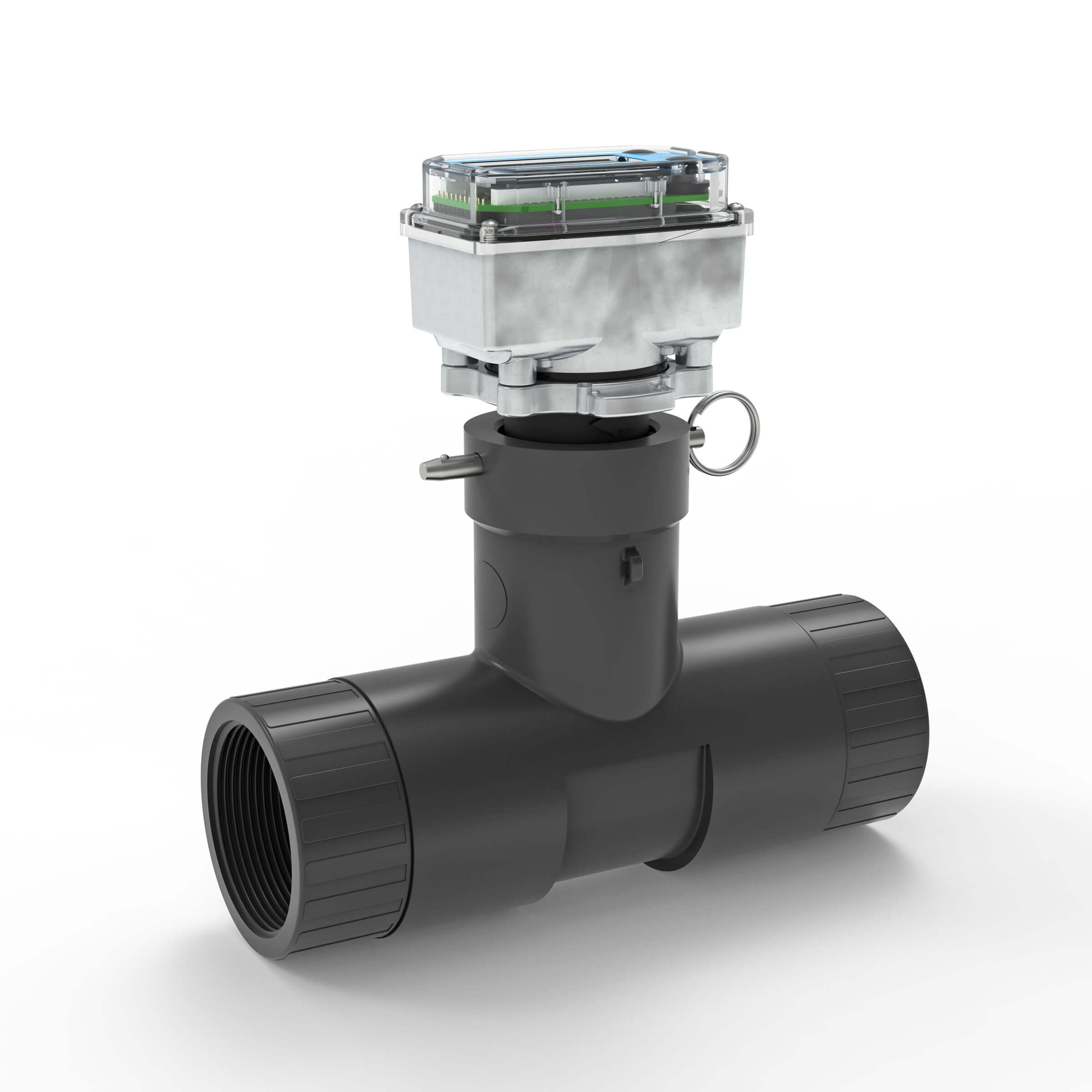 2" Ultrasonic Flow Meter with Digital Display, Schedule 80 PVC Tee, BSPT (Female)