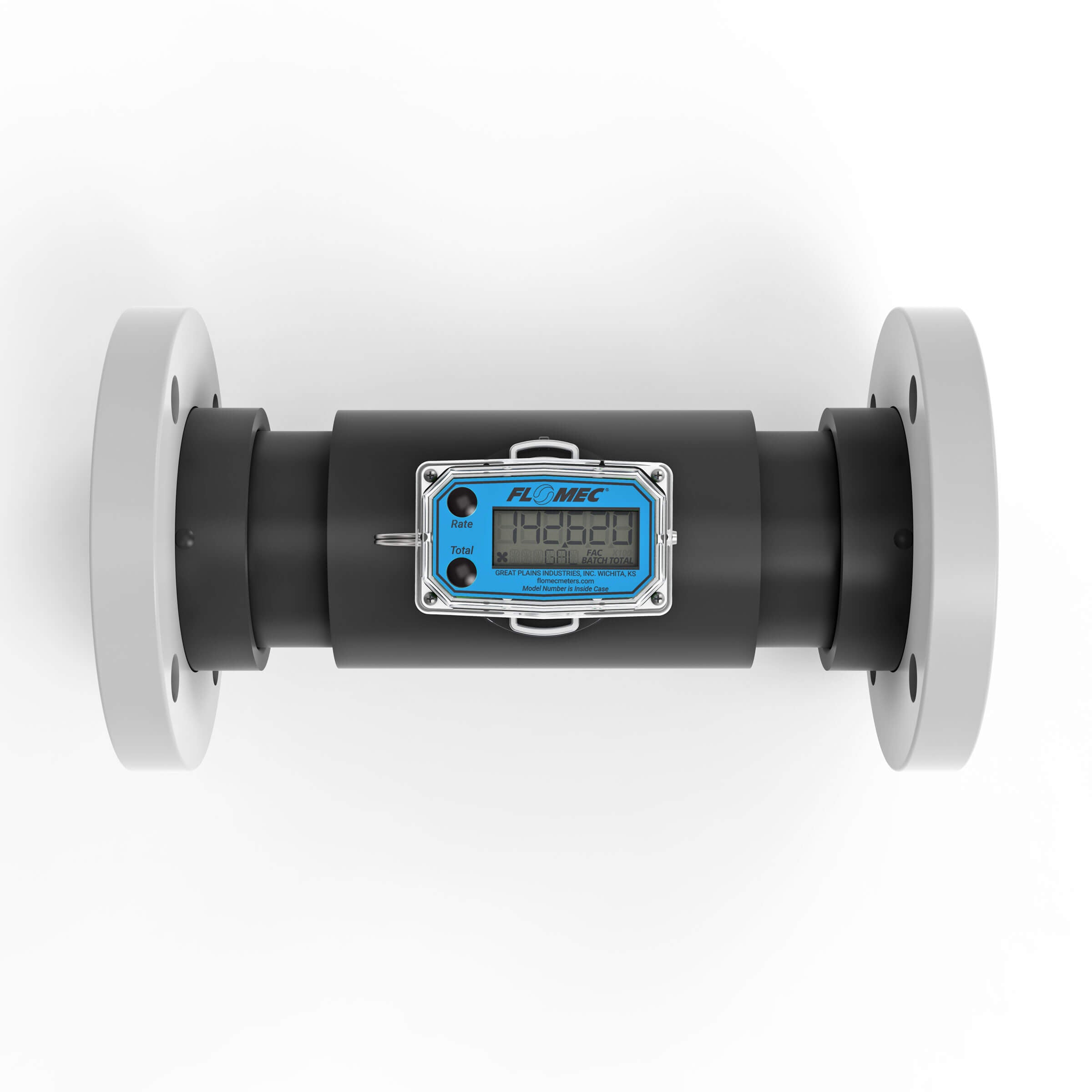 3" Ultrasonic Flow Meter with Digital Display, Schedule 80 PVC Tee, ANSI Flange