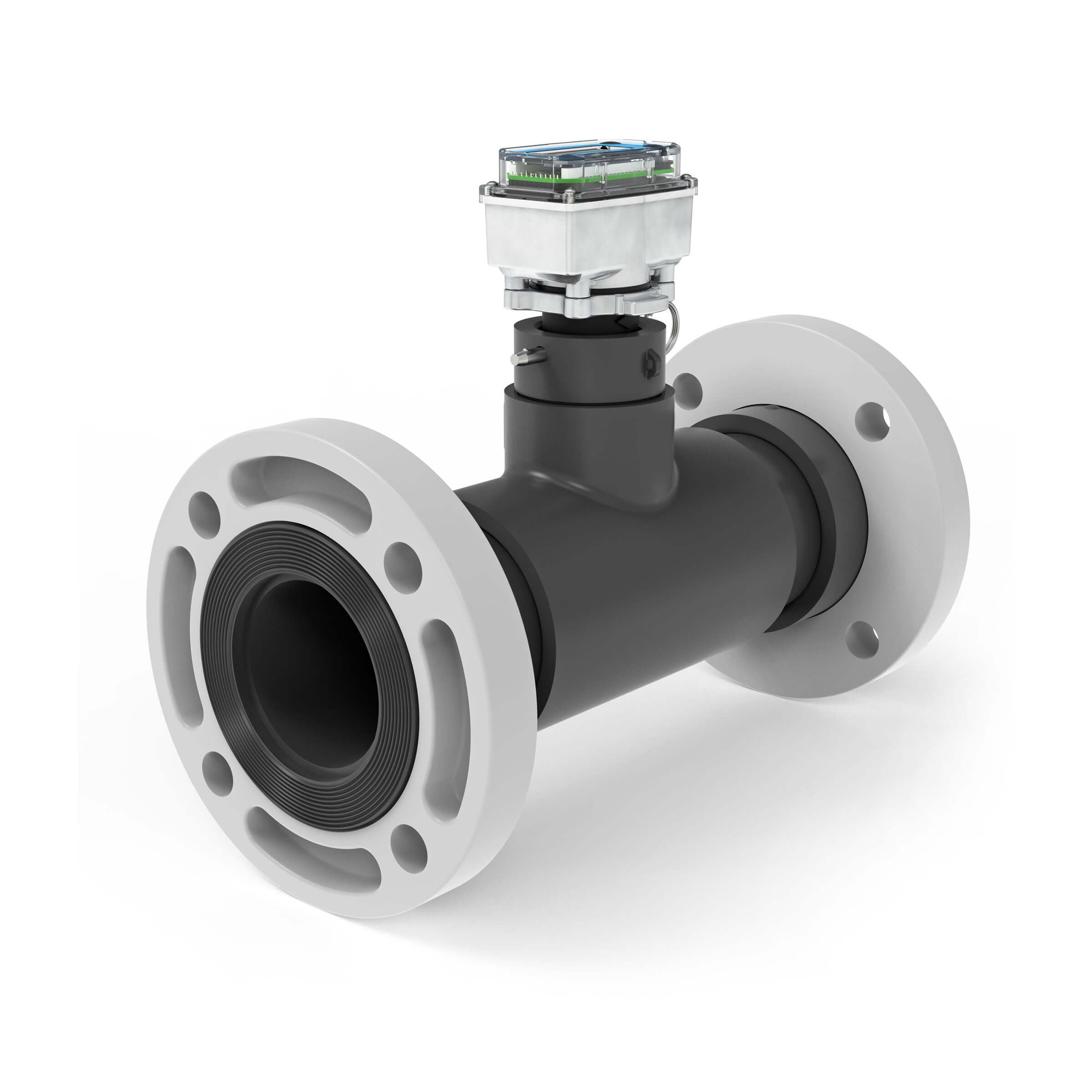 3" Ultrasonic Flow Meter with Digital Display, Schedule 80 PVC Tee, ANSI Flange