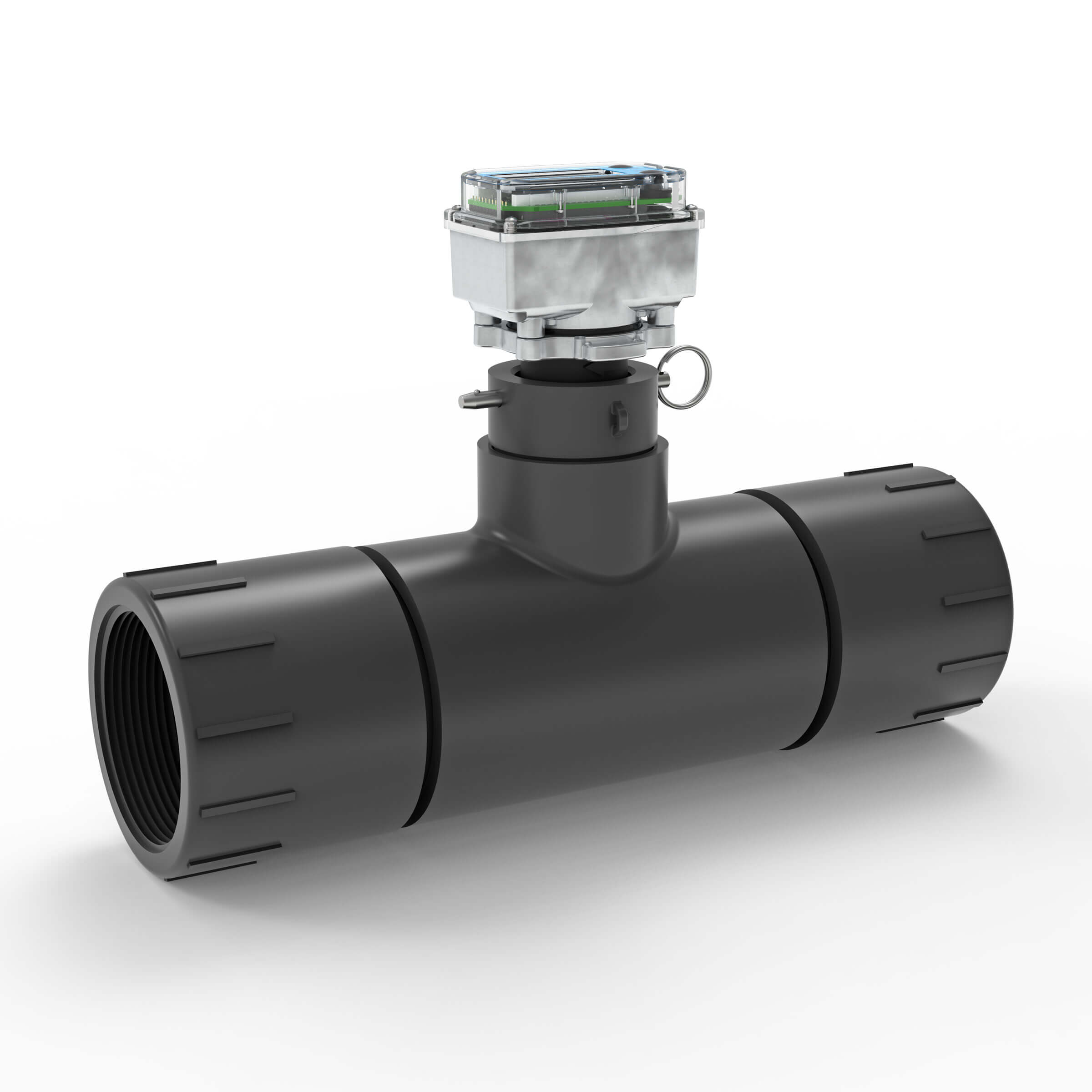 3" Ultrasonic Flow Meter with Digital Display, Schedule 80 PVC Tee, NPT (Female)