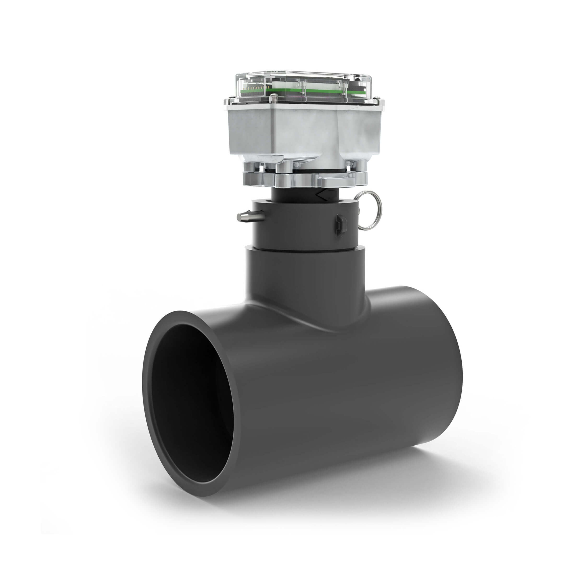3" Ultrasonic Flow Meter with Digital Display, Schedule 80 PVC Tee, Socket
