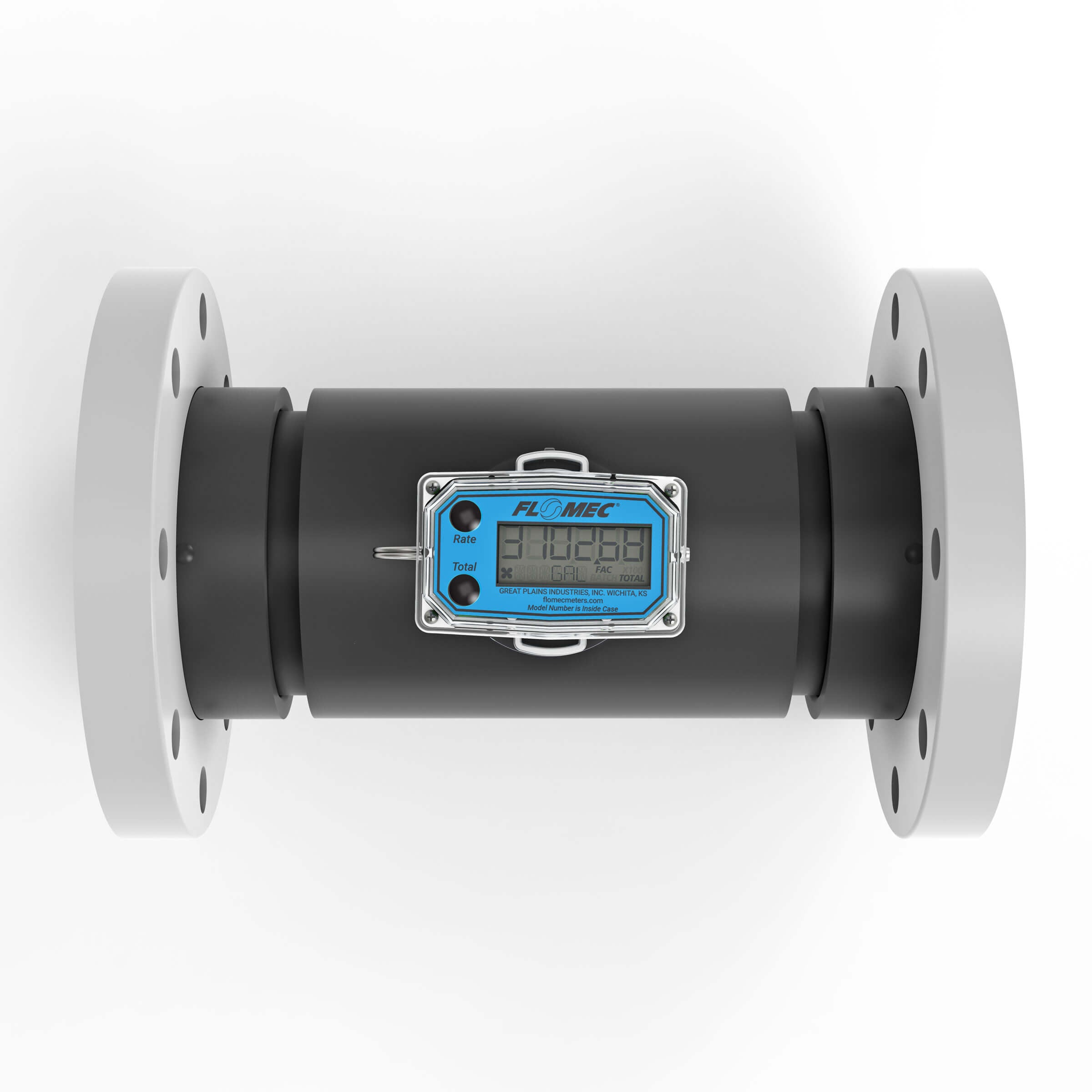 4" Ultrasonic Flow Meter with Digital Display, Schedule 80 PVC Tee, ANSI Flange