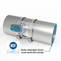 6" Ultrasonic Flow Meter with Digital Display, Saddle for Tube Pipe